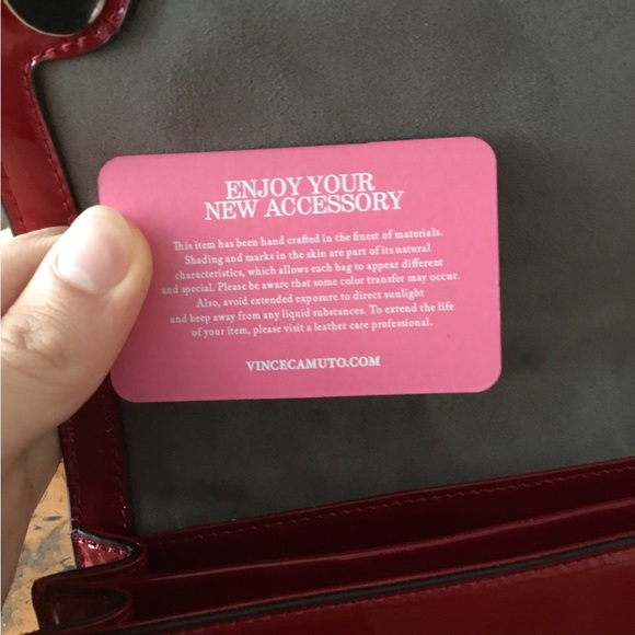 Vince Camuto Glossy Red Leather Cross Body Bag Mint - Picture 7 of 8